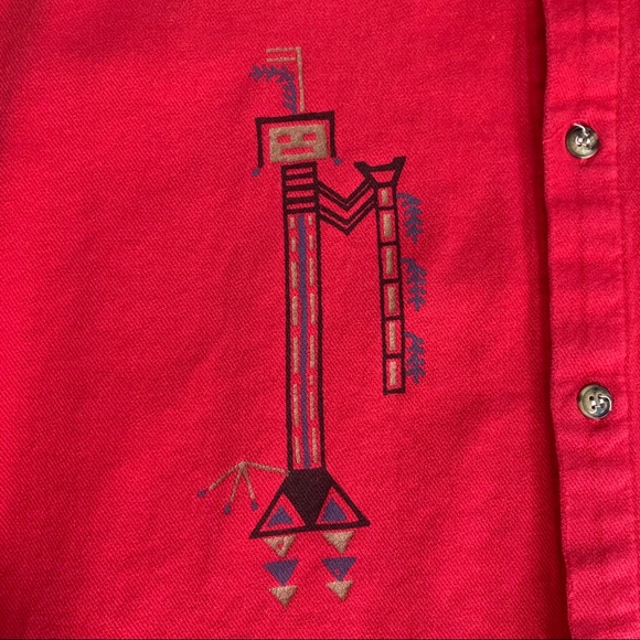 Vintage 90s Aztec cave painting design shirt - Picture 4 of 14